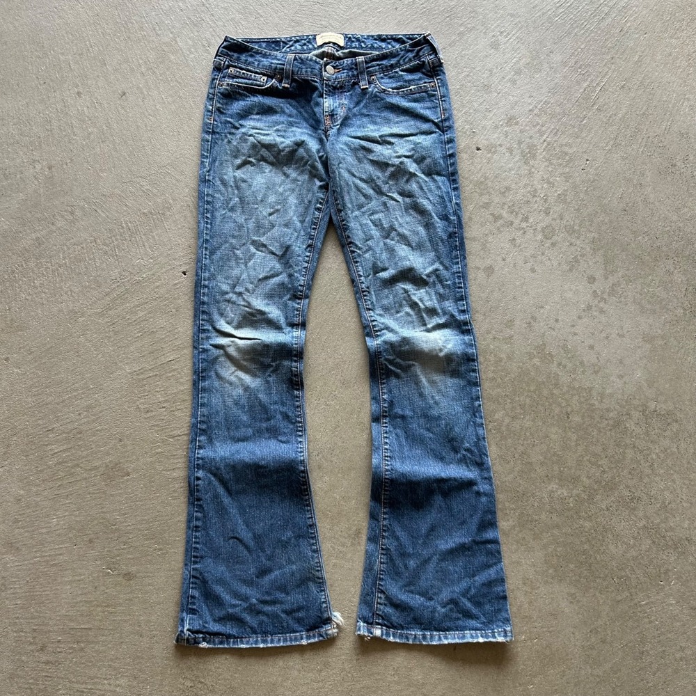 Vintage Abercrombie & Fitch Flare Jeans Women 2 Long Low Rise Bootcut Distressed